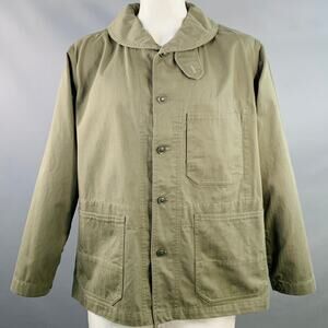 ENGINEERED GARMENTS Size L Olive Cotton Herringbone Shawl Collar Jacket